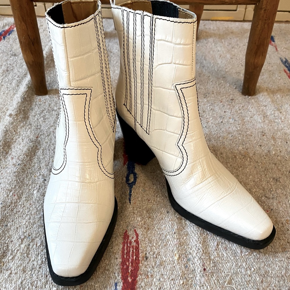Ganni Callie Boots, White, US8 / IT38